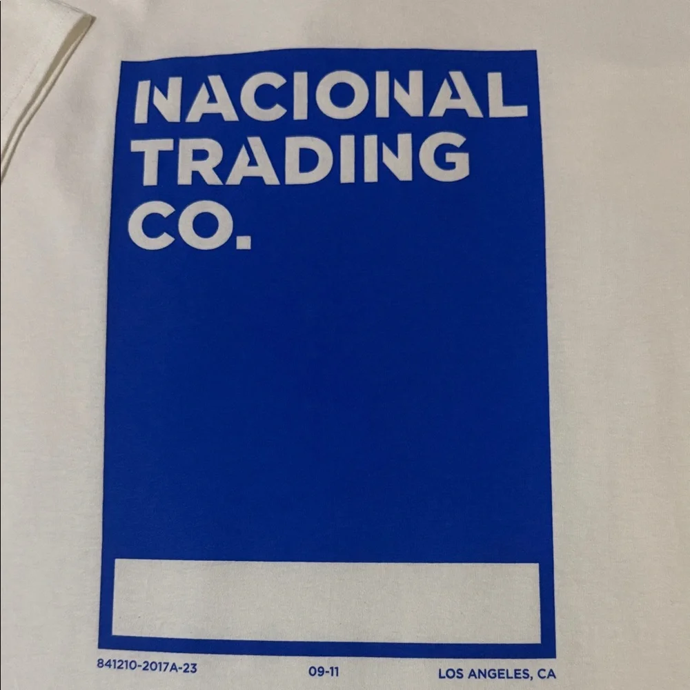 Champion Cream T-Shirt with Blue "Nacional Trading Co." Graphic - Picture 2 of 13